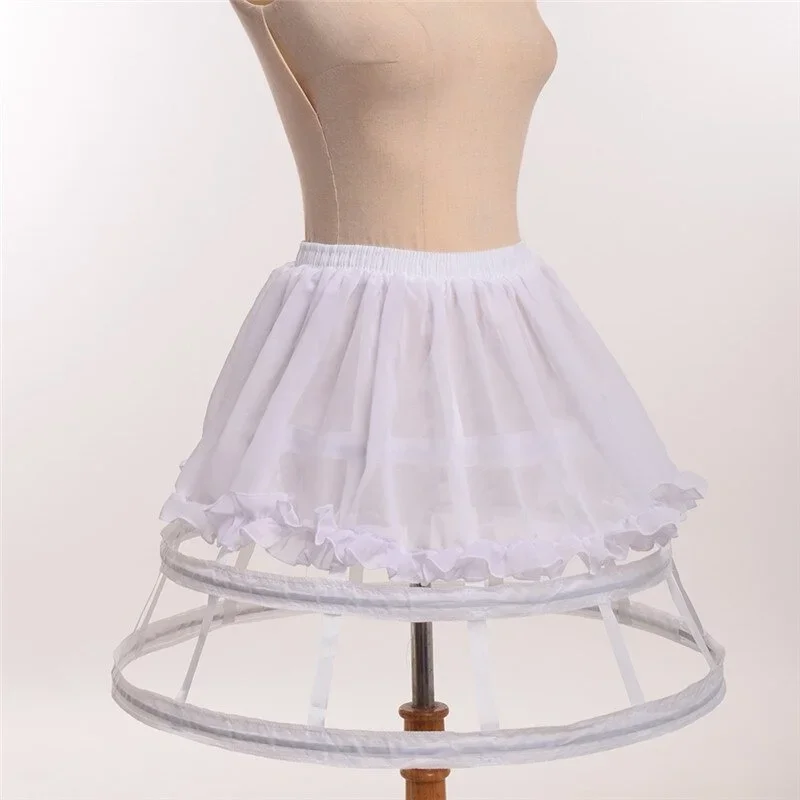 3 Hoop Chiffon Crinoline Lolita Skirt Petticoat Cage Hoop Skirt