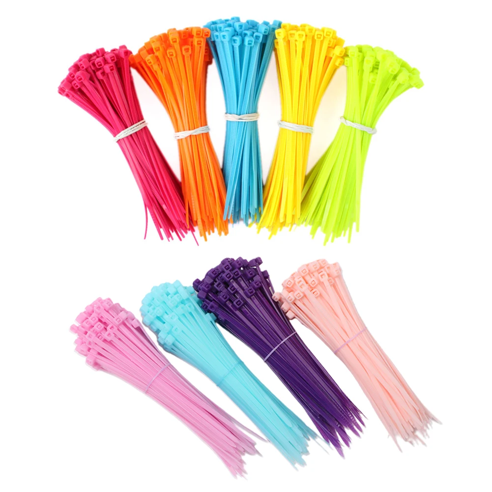 100PCS Mixed Color Plastic Cable Ties Strap Fasten Tie 102mm X 2mm Zip Tie Cable Wire Tidy