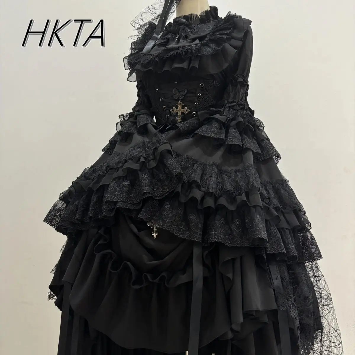 Gorgeous Gothic Style Sleeves High Waist Shirts Slim Fit Pleated White Long Skirts Women Lace Bow Lolita Y2k Skirt 3 Piece Sets