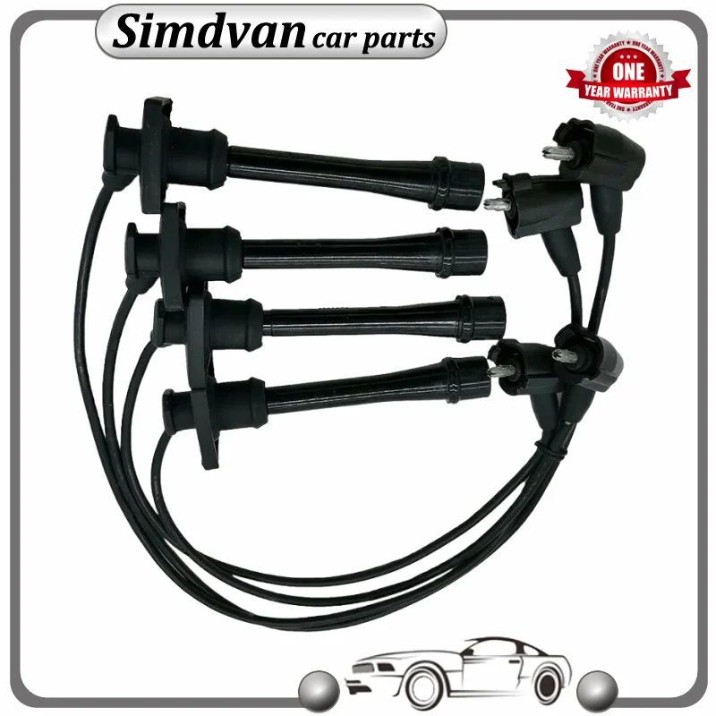 

4 шт., набор проводов для свечей зажигания, комплект силиконовых кабелей зажигания для Toyota Corolla 1993-1997 1.8L 90919-22327 9091922327, новый