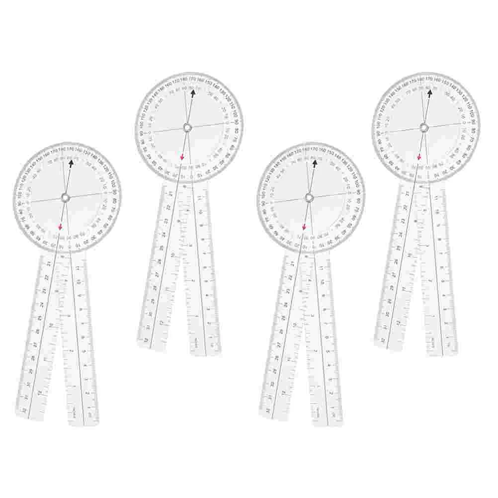 4 Pcs Angle Ruler Protractor Foldable Goniometer Measuring Plastic Rotary Folding Clear