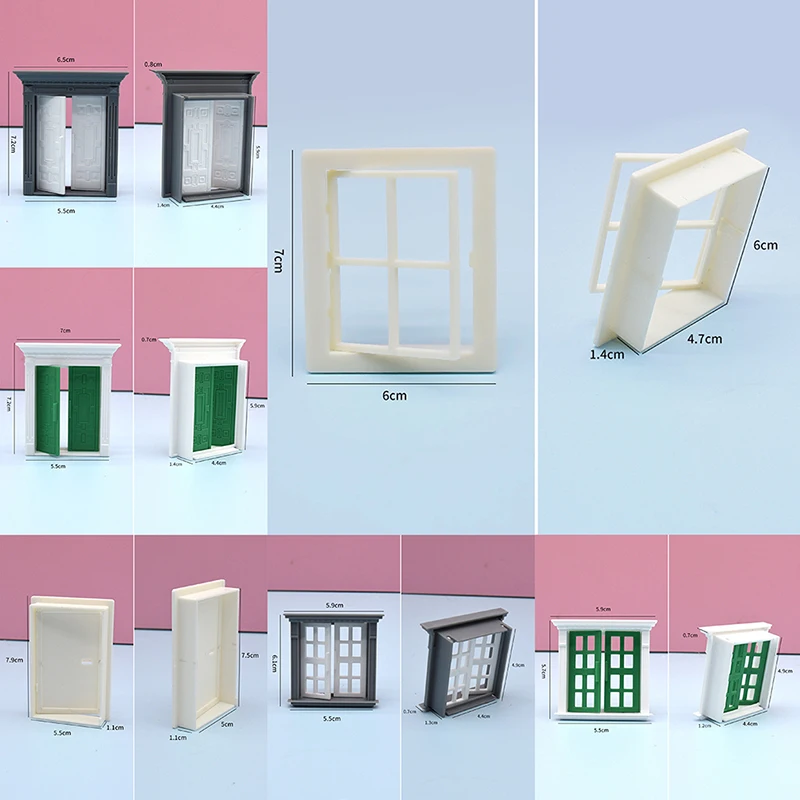 

Mini House, Villa, Plastic Doors and Windows, House Modeling and Miniature Decoration DIY Window Dollhouse Miniature Accessories