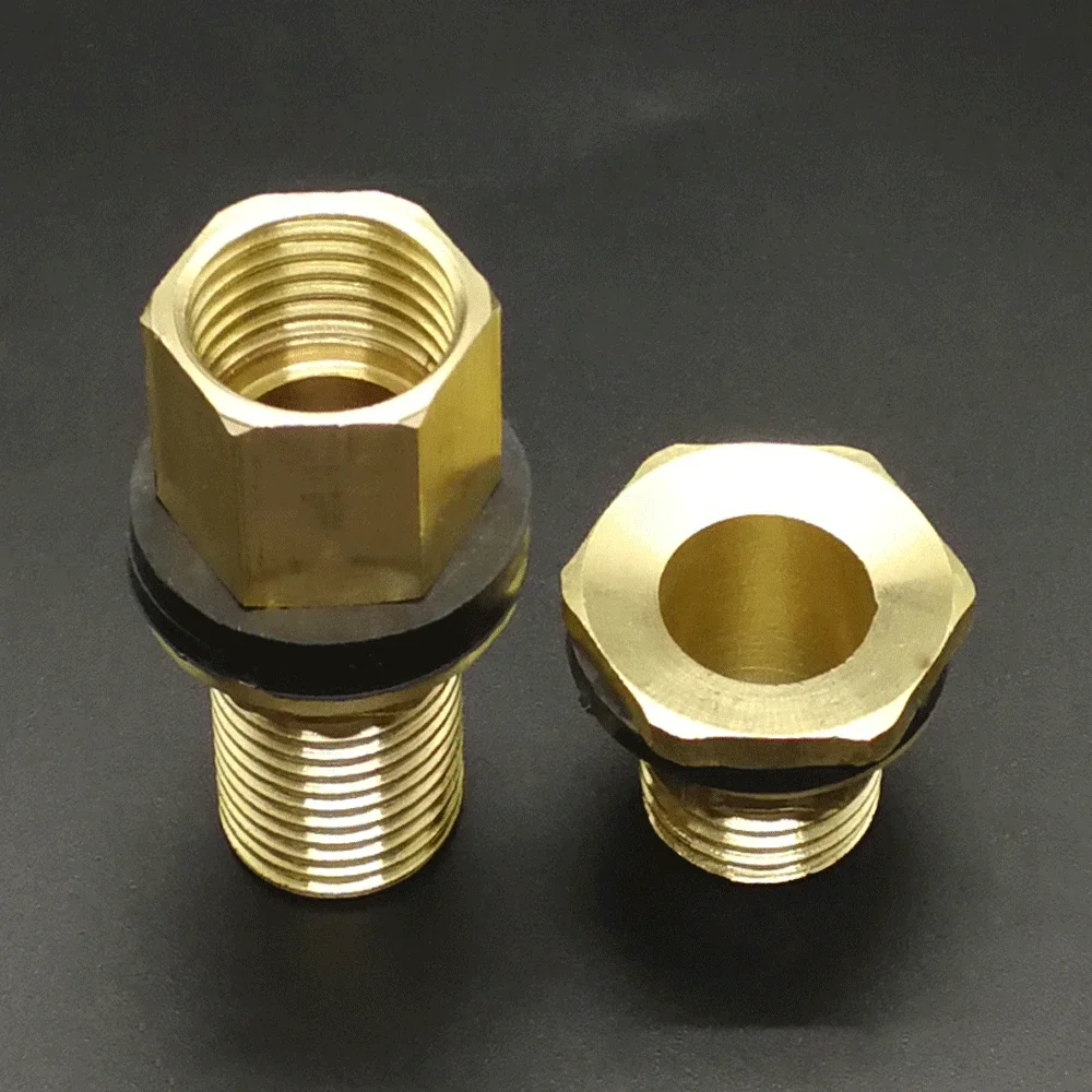 1/2" 3/4" 1" Male Nipple Brass Water Tank Joint Accessories Lengthen 50-100mm Through Plate Joint Adapter Coupler Connector