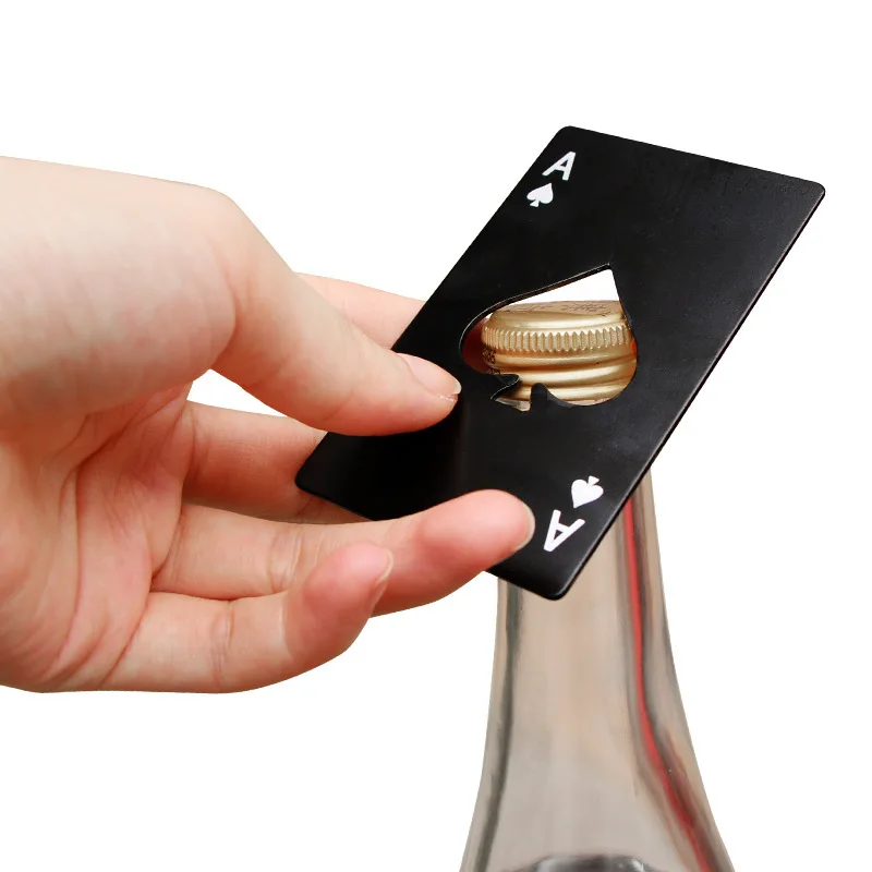 1PC Creative Poker Card Beer Bottle Opener Stainless Steel Playing Card Shaped Can Opener Kitchen Tools Can Opener Bar Tool