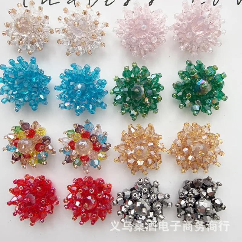 Crystal Beaded Flower Cluster Ring Button Shoe Charm for Crocs Jelly Shoes DIY Decoration 3D Buckle