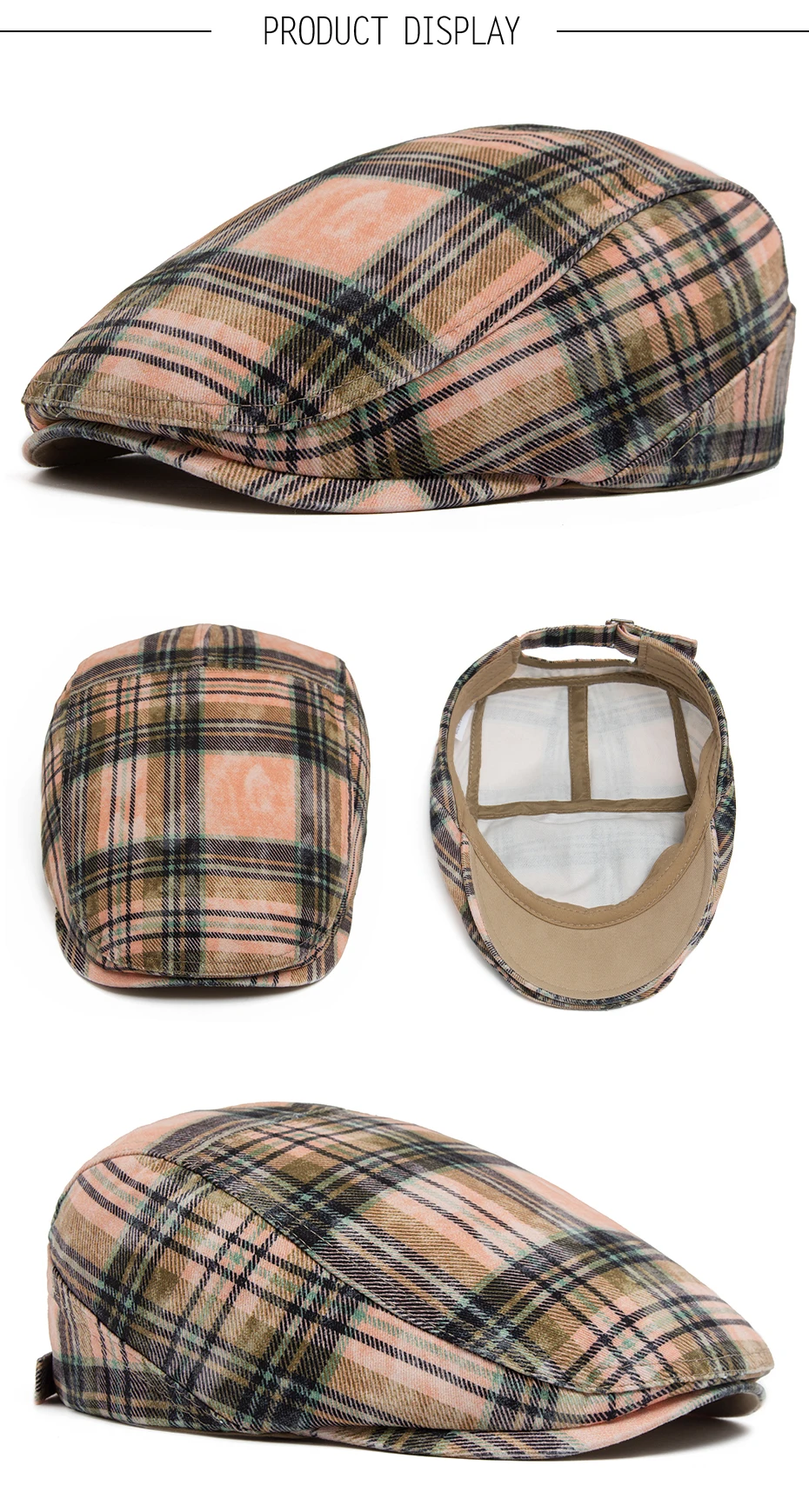 Y2k Plaid Baskenmütze Sommer Frauen Hut Vintage Caps Für Männer Casual Weibliche Sonne Weiche Flache Hüte Visier Newsboy Cap Unisex Einstellbar Neue – Detail 4
