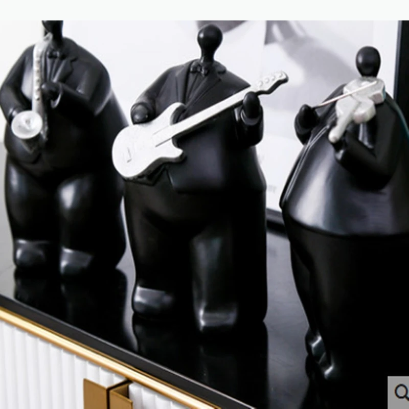 Resin Handicrafts Simulated Human Sculpture Musical Instrument Cartoon Band Character Sculptures Home Decoration