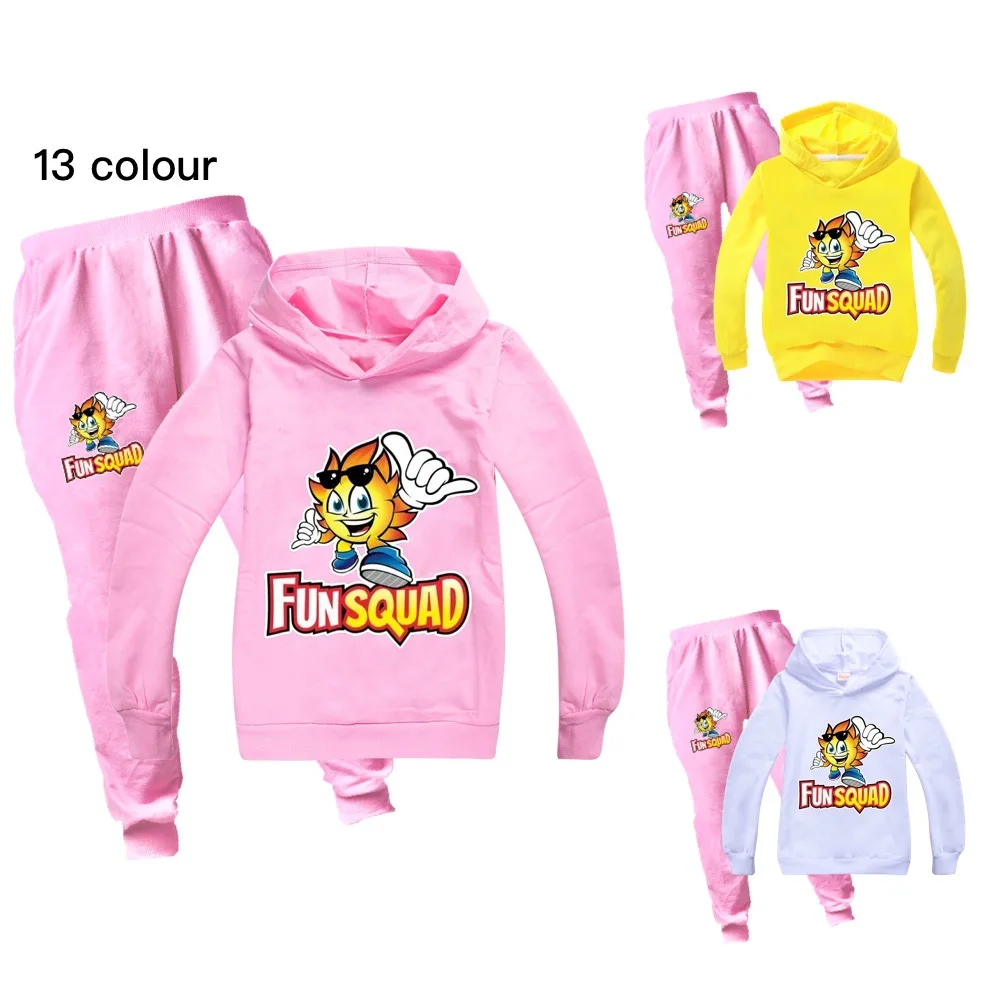 Fun Squad Gaming Clothes Kids Pullover Sweatshirts+Pants 2pcs Sets Boys Cartoon Tracksuit Children Clothing Baby Girls Out