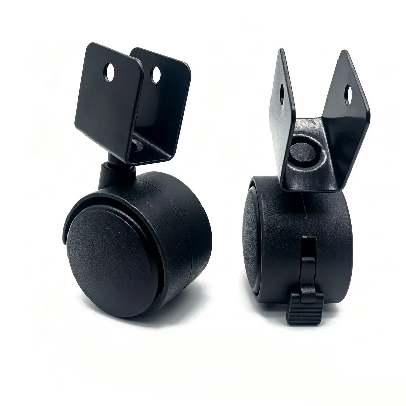 1Pcs 50mm 2 In Swivel Caster Wheels with Brake Plastic Furniture Wheel for Sofa Chair Baby Bed Trolley Cart Black Silver Plywood