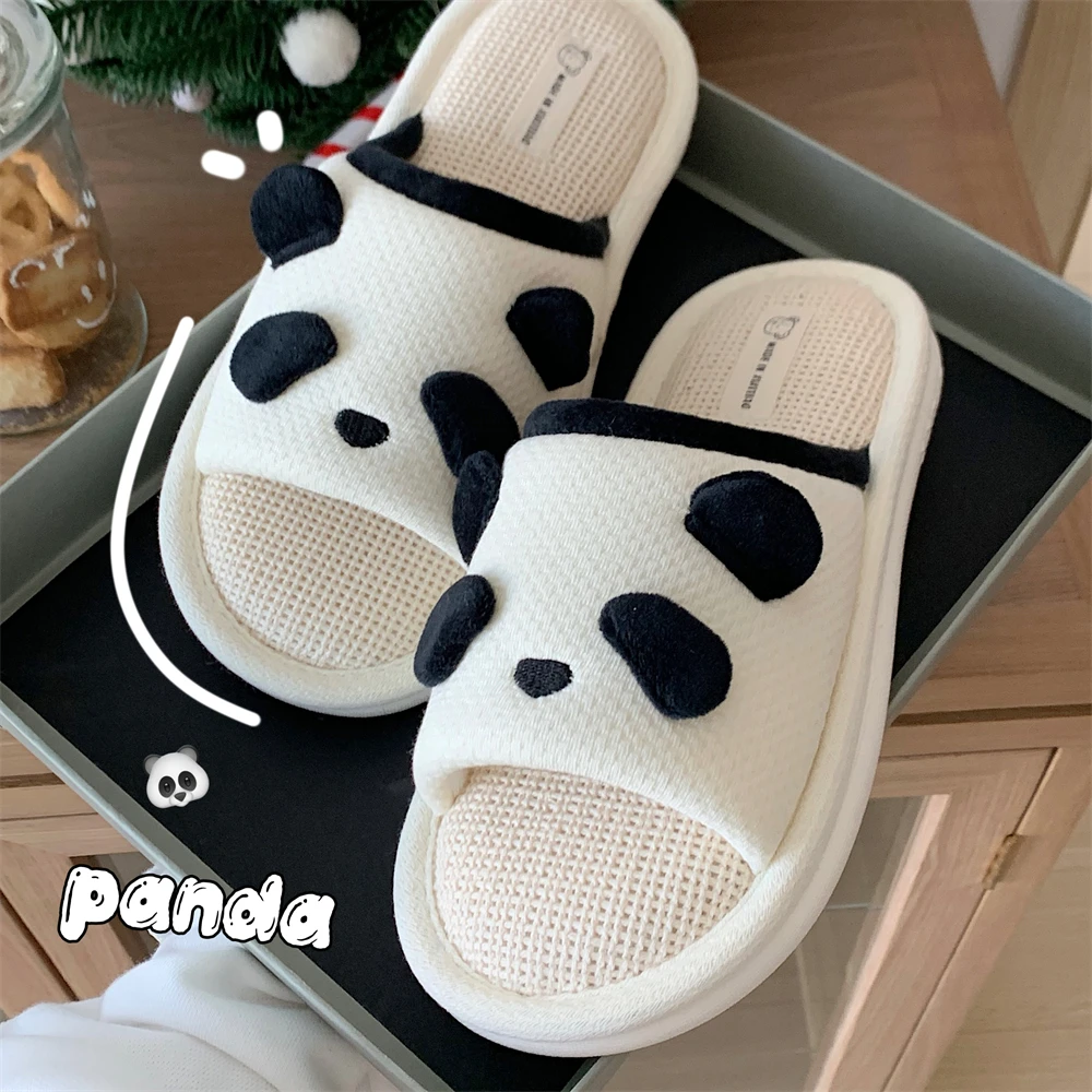 feminino-casual-leve-macio-bonito-panda-chinelos-de-linho-casa-absorvente-algodao-linho-piso-oes-quatro-estacoes-universal