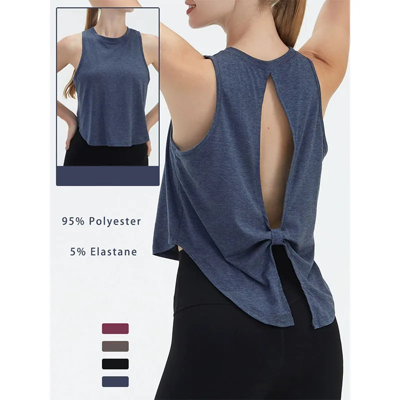 

Summer Sexy Crop Top Sport Fitness Yoga Tank Top for Women Quick Dry Solid Color Running Top Gym Workout Sport Shirt S-XXL