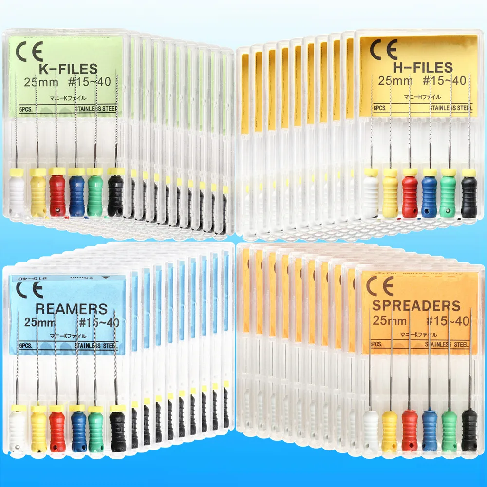 

10 Packs Dental H-FILES K-FILES REAMERS Tapered Finger SPREADERS Stainless Steel HEDSTROEM Endodontic Root Canal File Hand Use