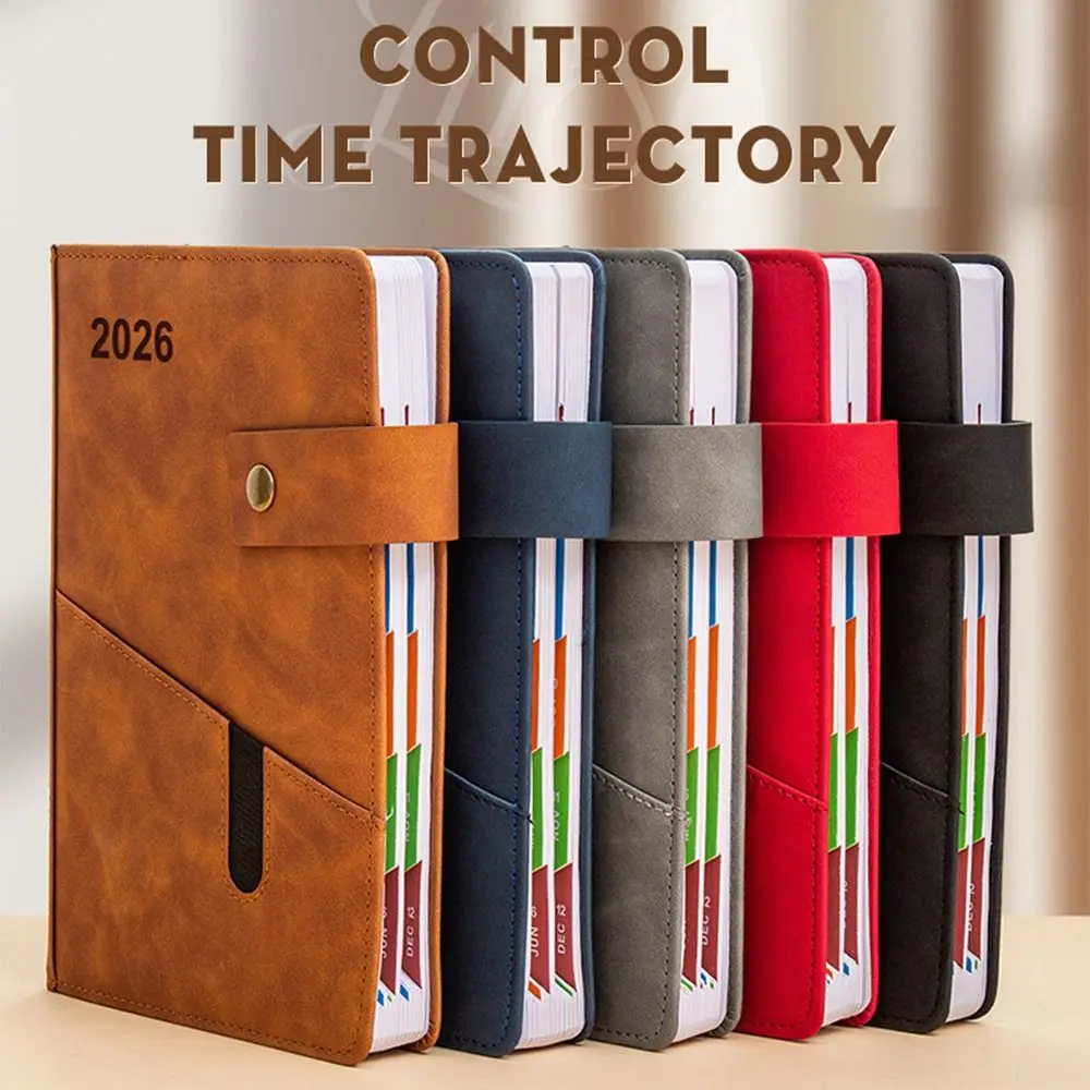 

English 2026 Schedule Planner Notepad 12 Months Wear-resistant 365 Days Efficiency Notebook Bookmark Thick Paper