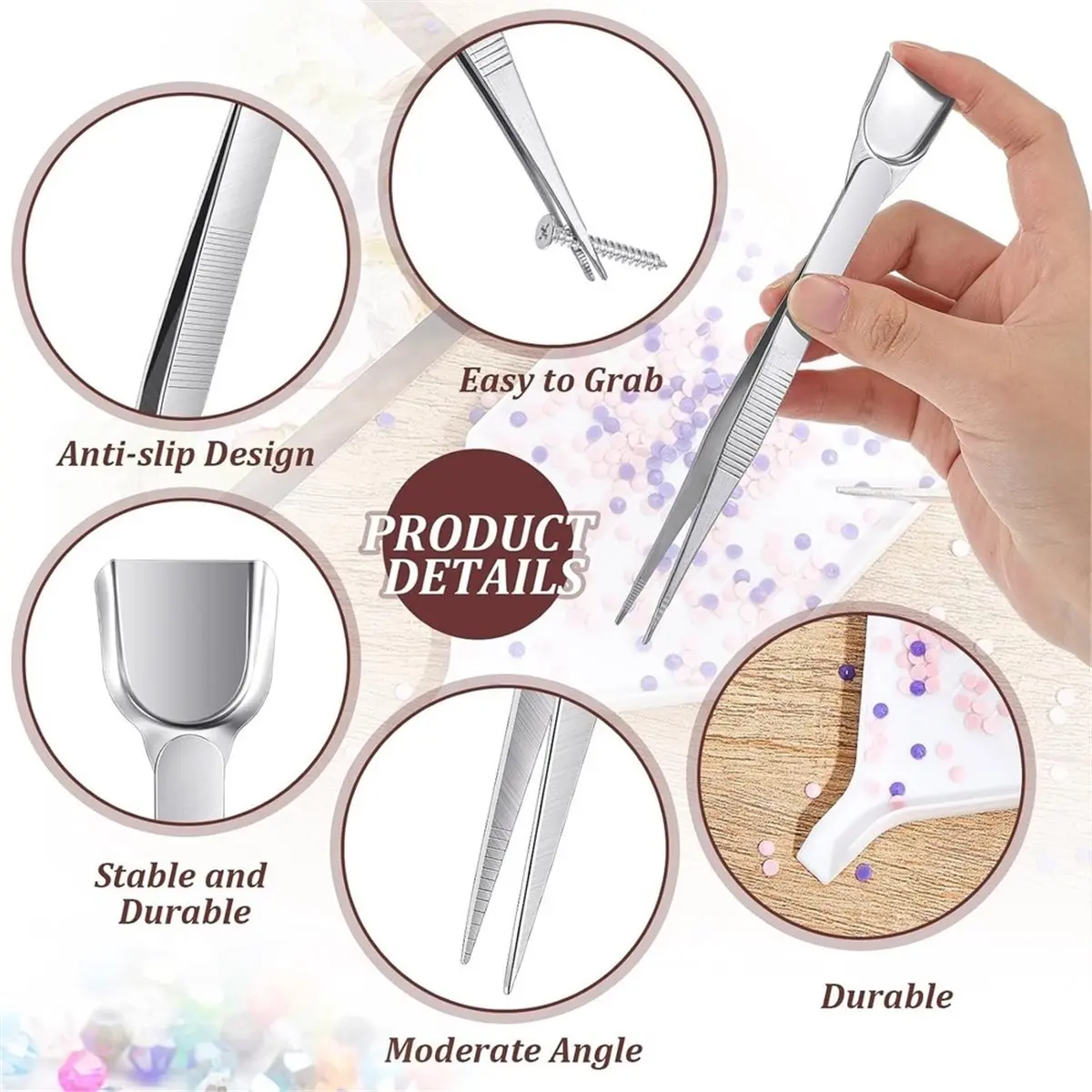 【~ New BOFF】20 Pieces DiamondArt Trays and 2 Pieces Bead Scoop Rhinestone DiamondTweezers for Jewelry Making Gems Crystals