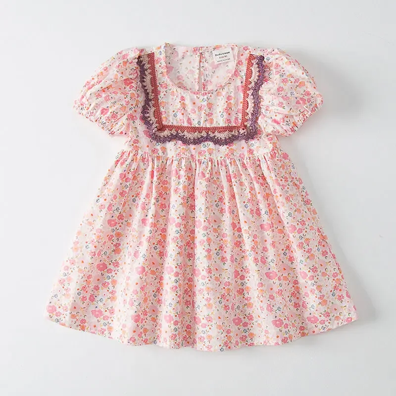 

Baby Girl Princess Cotton Floral Dress Puff Sleeve Infant Toddler Girl Vintage Flower Vestido Pastoralism Baby Clothes 1-7Y