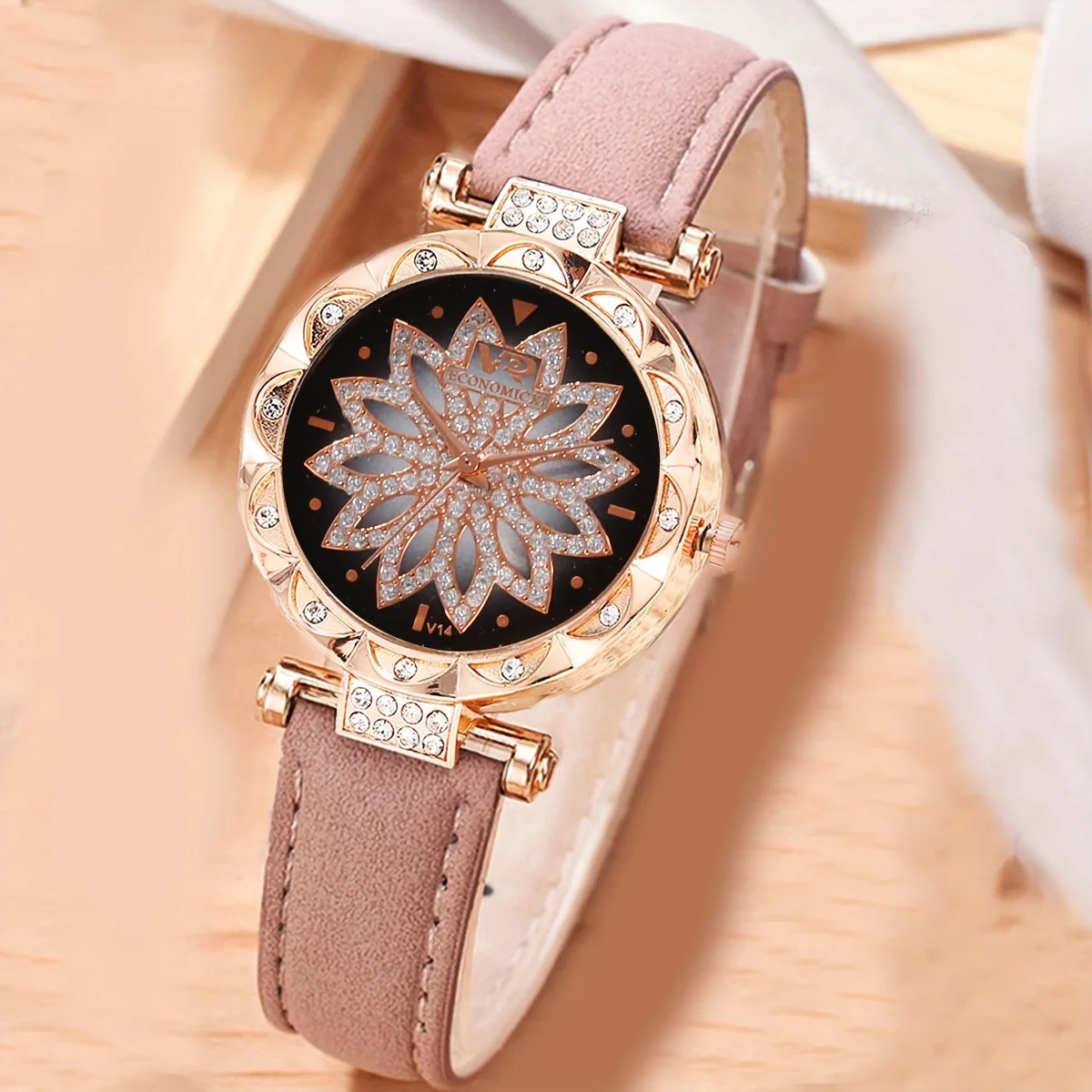 女性用クォーツ時計,PUレザー,合金ポインター,ジュエリーセット,ママ,ガールフレンドへの素晴らしいギフト,7個