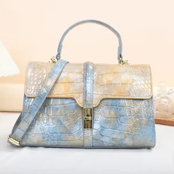 Crocodile Pattern Leather Women's Handbags Lady Shoulder Messenger Bag Design Genuine Leather Fashion All-Match Portable Bags