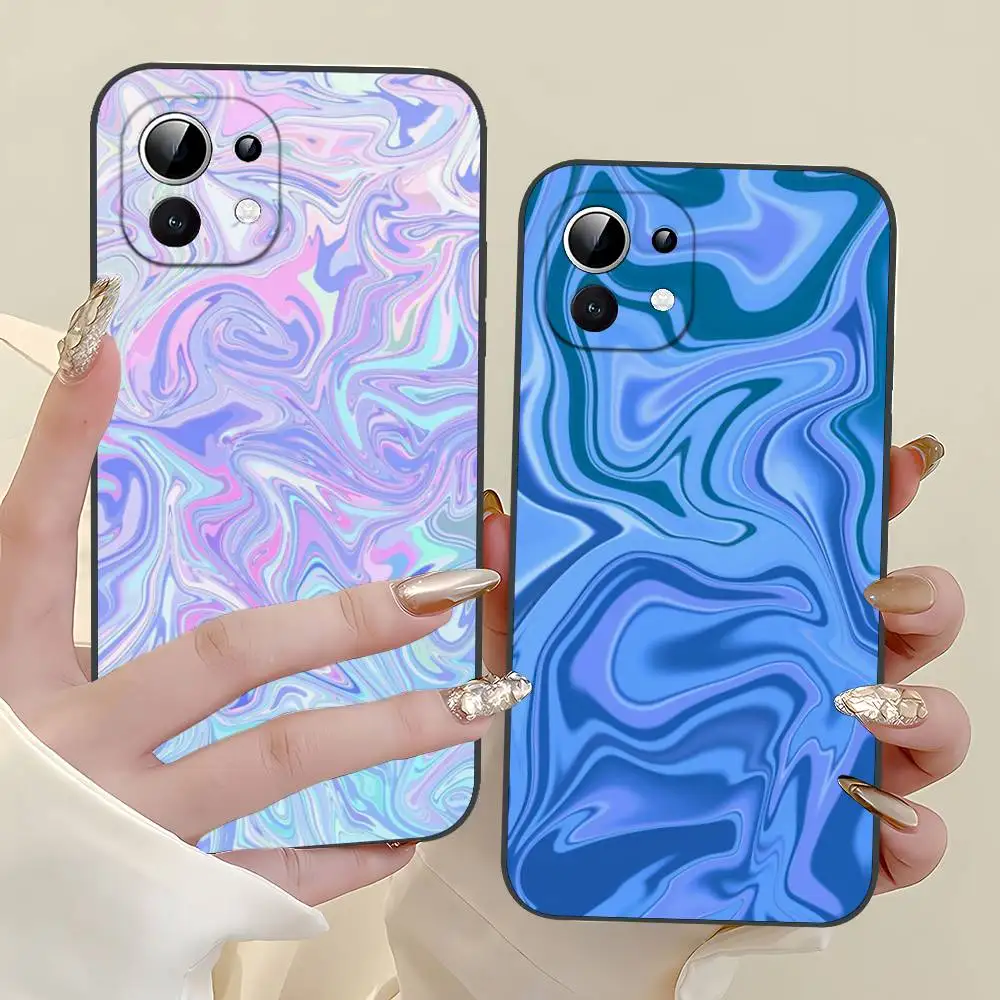 حافظة هاتف دوامة سائلة ملونة لهاتف Xiaomi 11 12 Redmi Note 11 5G 8T 9A 9 10T Note 8 9 12SUltra مقاومة للصدمات، نحيفة، سوداء، حافظة #6