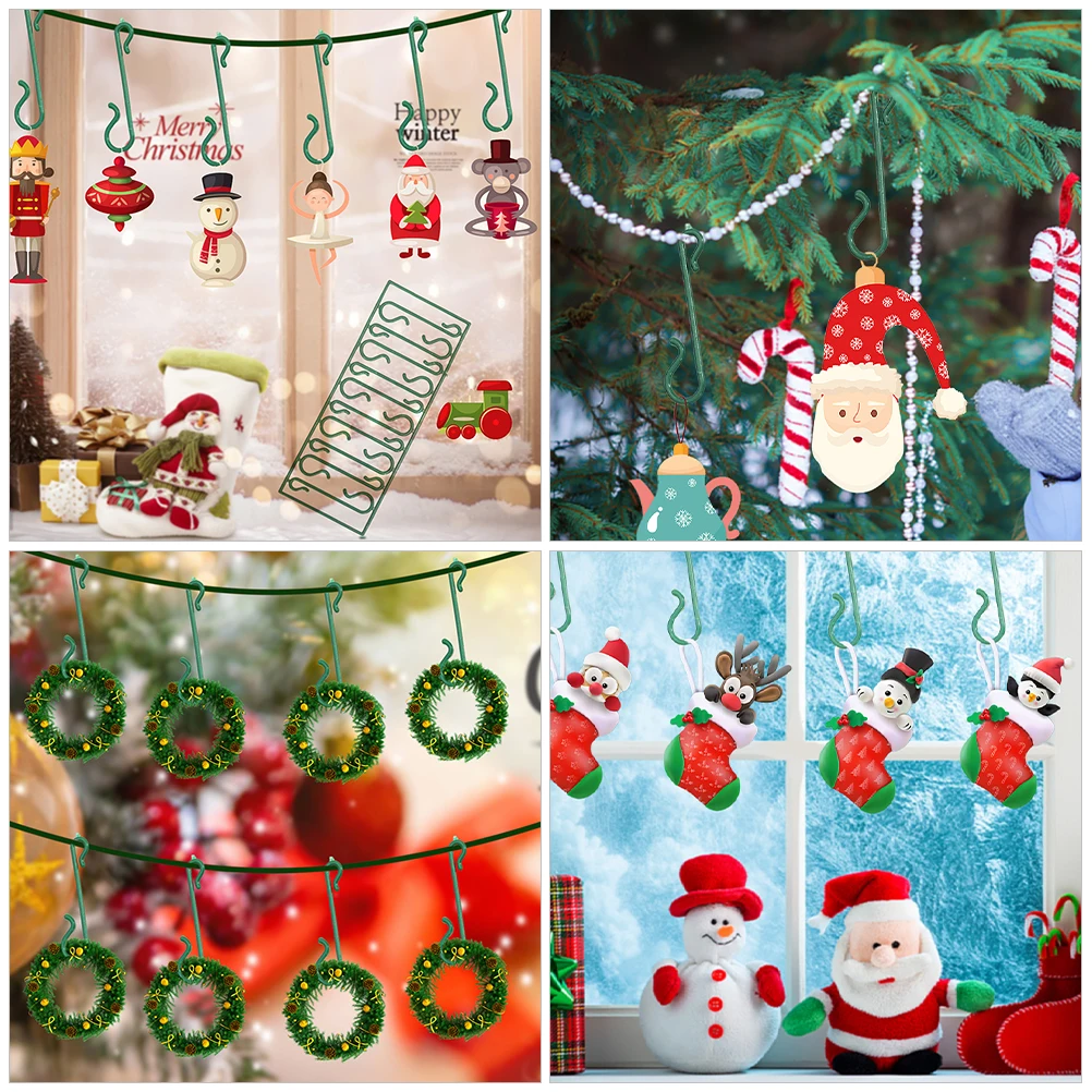 

100pcs Plastic Hooks Christmas naments Home Decor Hangers Green Heavy Duty Tree Tools Storage