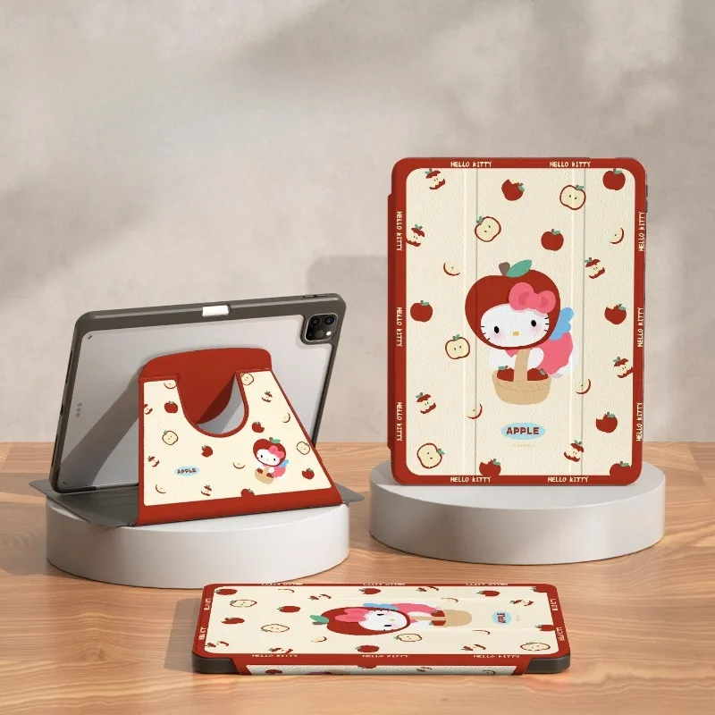 

Sanrio Hello Kitty For iPad Case Funda IPad Air 4 5 6 M2 M3 Tablet Cover Pro 3 4 5 10th 11th Rotating Anti Fall Protective Cover