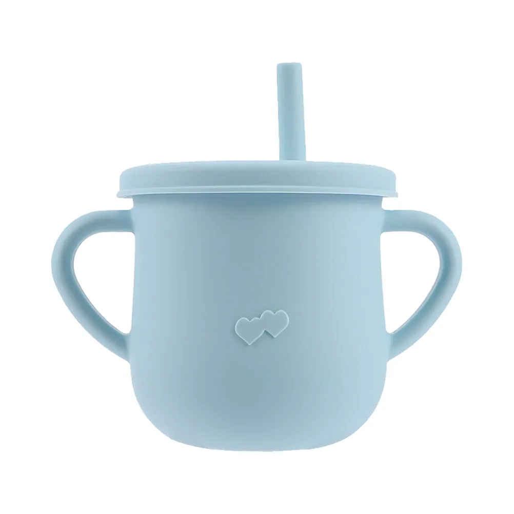 

Baby Cup Trainer Water Kids Drinking Toddler Straw with Lid Handle Bottle Silicone