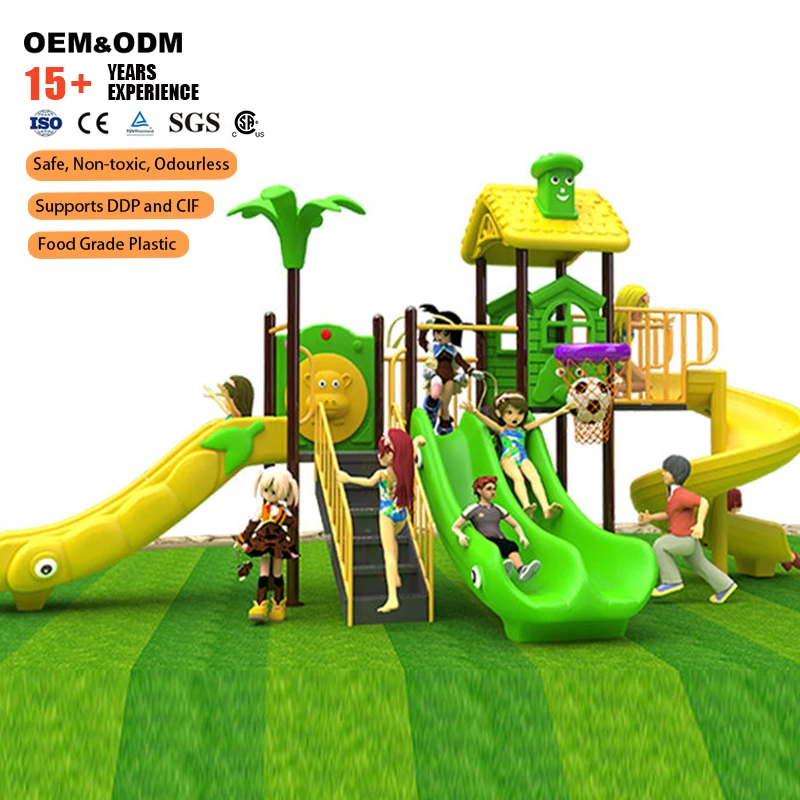 Multi-Functional Outdoor Amusement Equipment For Kids Slides And Swing Set For Preschool Play On Playgrounds Play House