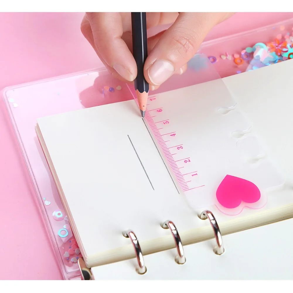 Penggaris Buku Catatan Plastik, Penggaris Pembatas Buku dengan Skala Jelas, Tahan Aus, Tekstur Lembut Bertekstur Embun, Penggaris Pengukur untuk Pelajar