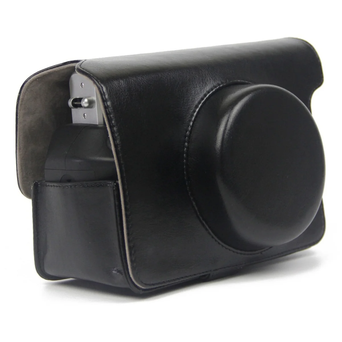 กระเป๋ากล้องสำหรับ Fujifilm Instax 300กว้างเคสกล้องสำเร็จรูปกระเป๋าหิ้ว PU และ Tali bahu สีดำ
