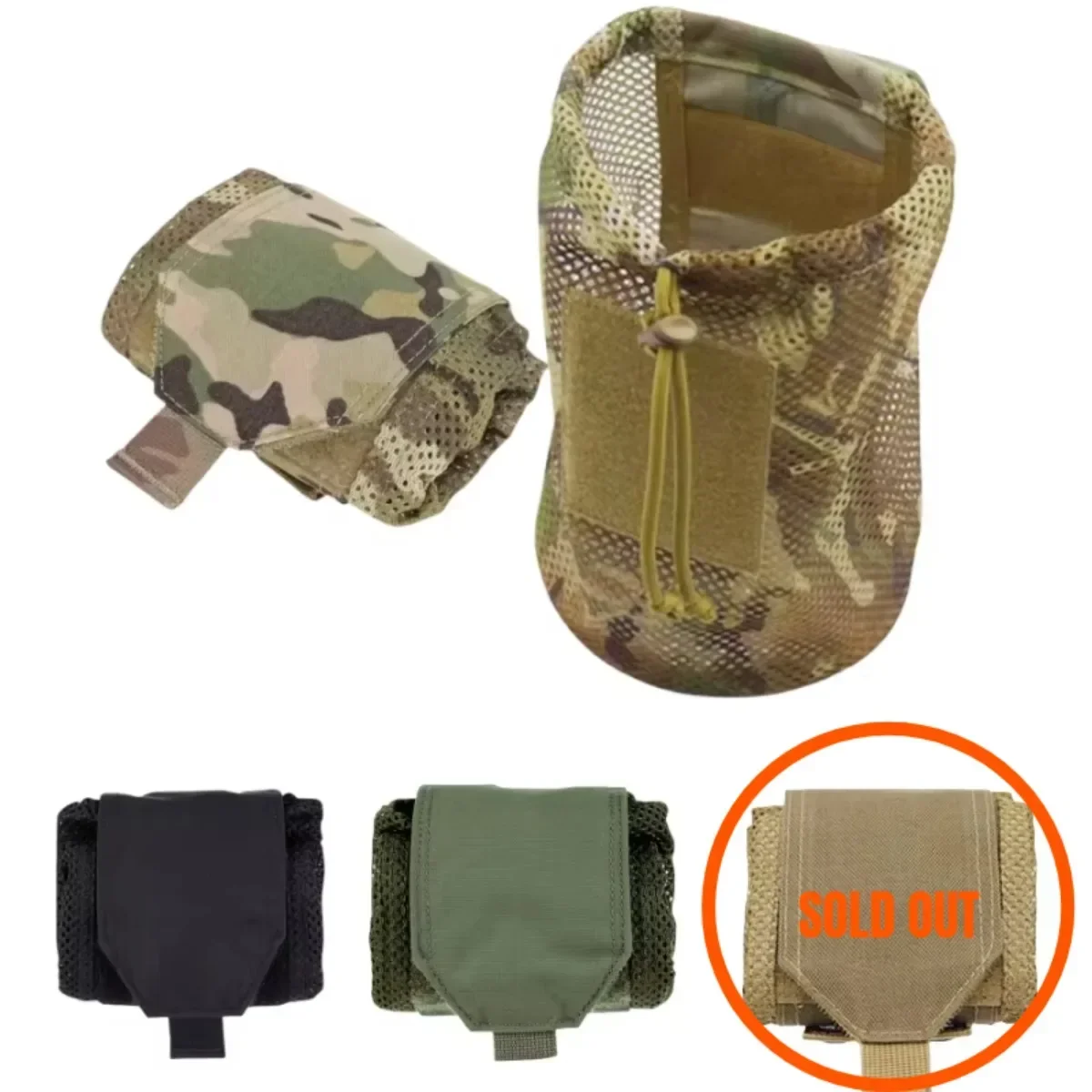 Tactical Outdoor Portable Mini Foldable Mesh ATS Roll Up Bag Micro Folding Compact Dump Pouch Camping Hiking Hunting Storage Bag