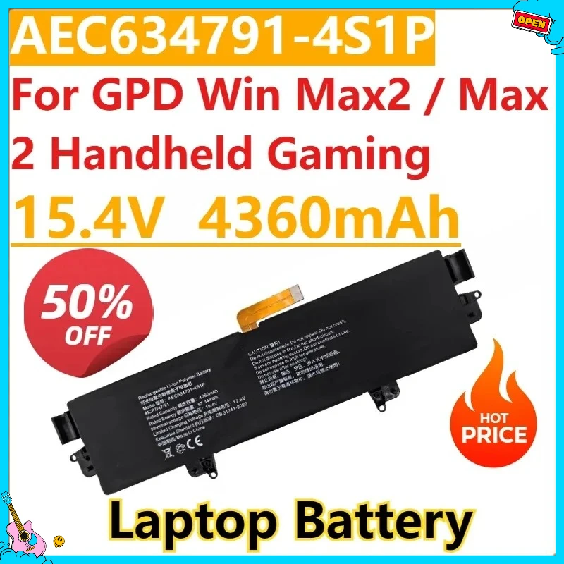 

Совершенно новый высококачественный аккумулятор для ноутбука AEC634791-4S1P 15,4 В 4360 мАч для портативных игр GPD Win Max2/Max 2
