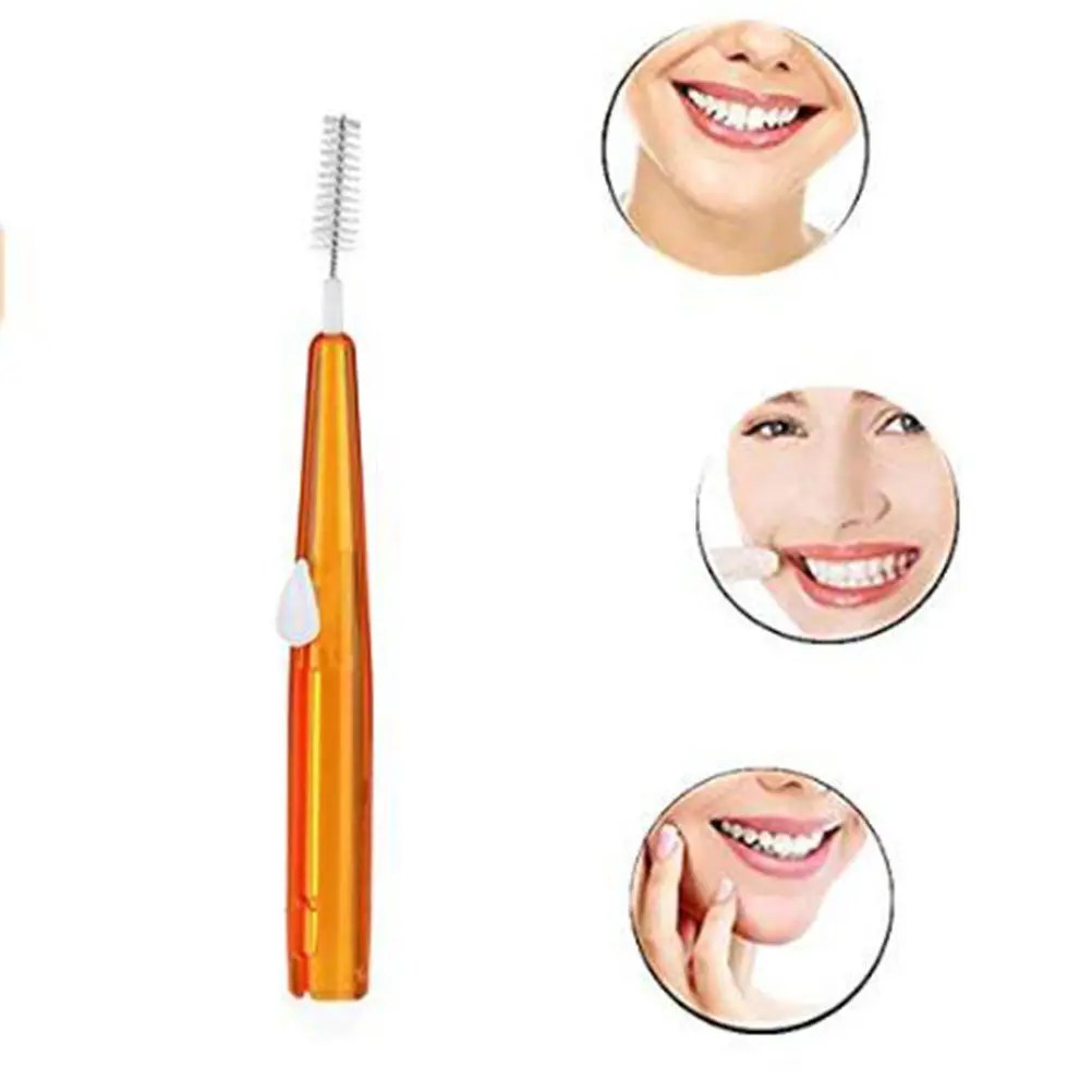 60Pcs Interdental Brushes Plastic Coated Comfortable Grip for Oral Care Floss Brush Toothpick Brush for Braces Implants