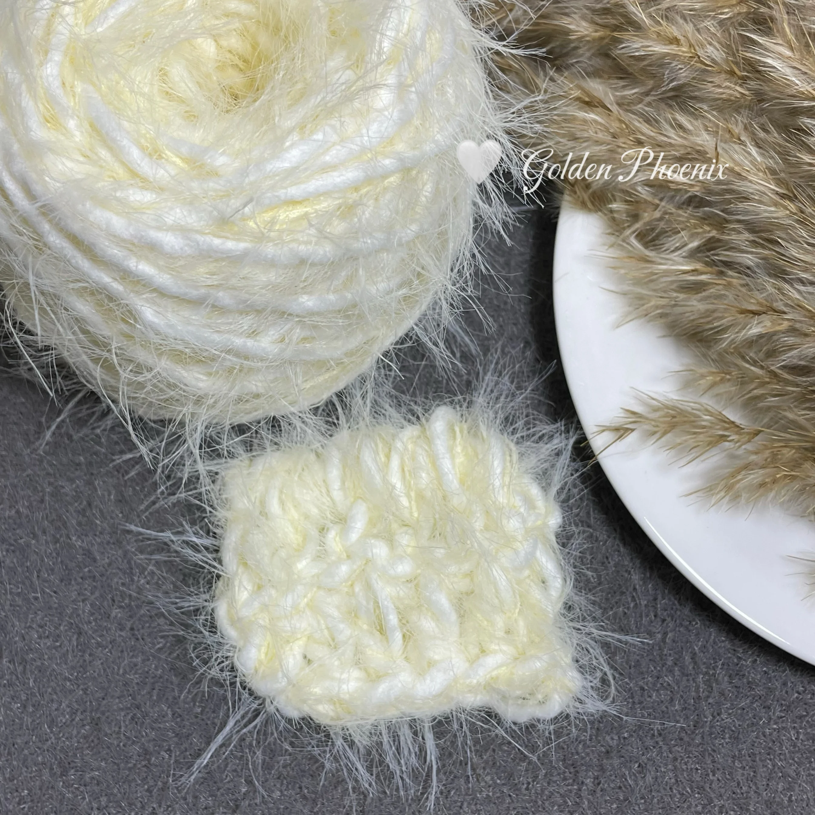 Soft and Creamy White Hand Mixed Thread, Mink Fur Is Skin Friendly, Woven Material DIY Scarf, Bag, Hat,Card Sleeve 50g Wool Yarn