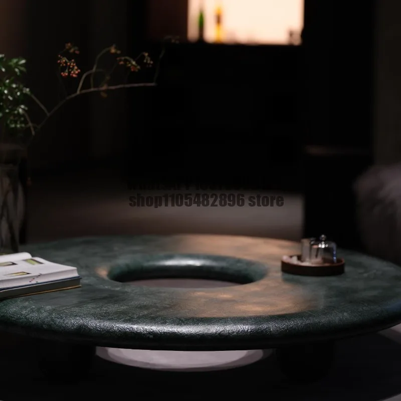 Natural marble luxury stone coffee table green safety buckle living room club