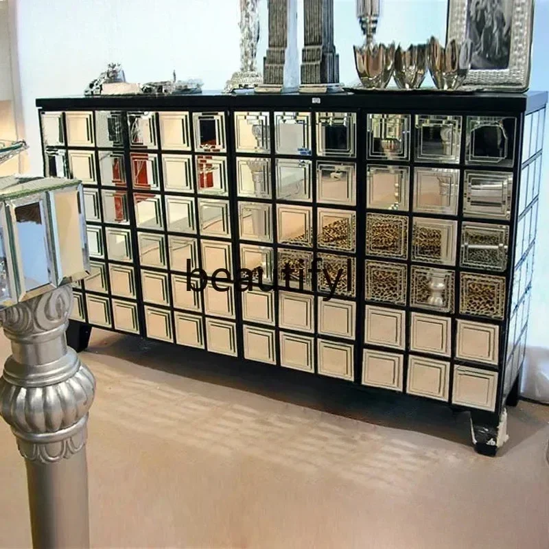 35Mirror side cabinet Neoclassical entrance locker Simple foyer cabinetSSS