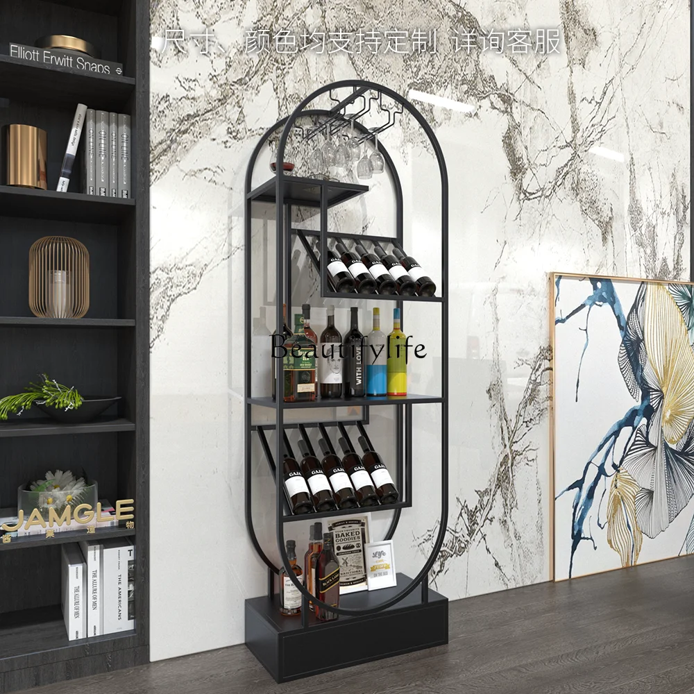 

Wrought iron wine rack creative red wine display rack household floor storage display