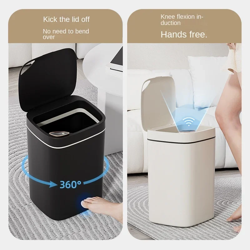 Large Smart Trash Can Self-Sealing USB C Charge Capacity Auto-Sealing Waste Bin Touchless Kitchen Bin Pet Proof OLED Android
