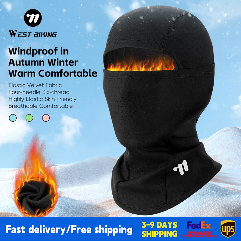 

WEST BIKING Cycling Thermal Balaclava Winter Face Mask Men Women Fleece Hood Motorcycle Ski Outdoor Windproof Bike Headgear