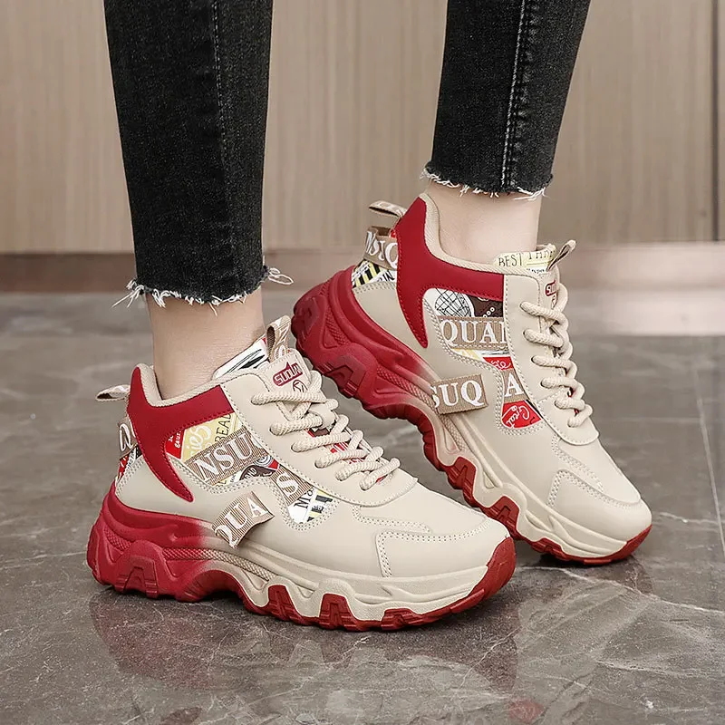 

2025 Winter Thick Soled Fashion Women's Shoes Spring Women Casual Sneakers Comfort Warm Plush High Top Versatile Ankle Boot