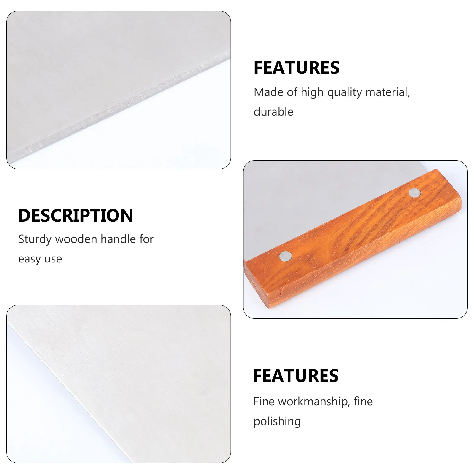 

Stainless Steel Dough Flour Powder Scraper Wood Handle Professional Pastry Chef Tool Heat Resistant Non-Reactive