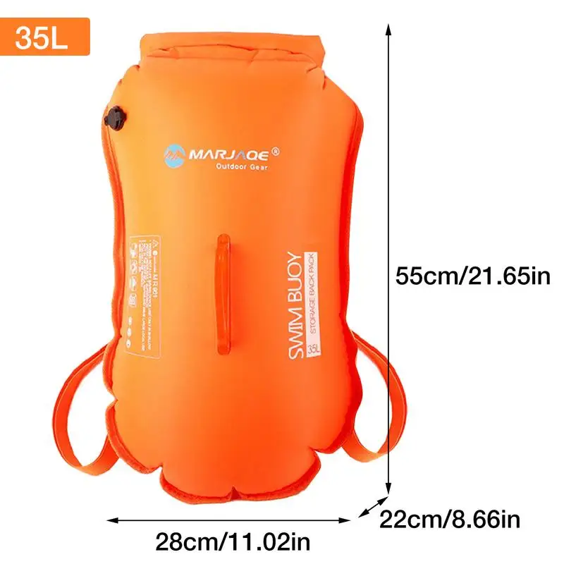 Detachable Waterproof Backpack Storable Adult Swim Buoy Backpack Safe Swimming Training 28L 35L Dual Airbag Safety Swim Floating