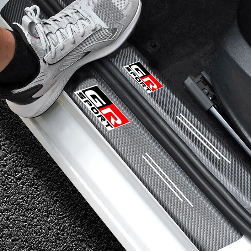 Car Carbon fiber Door Sill Welcome Pedal For Toyota GR Sport Gazoo Racing Yaris 86 Corolla Hilux Supra C-HR Accessories Interior