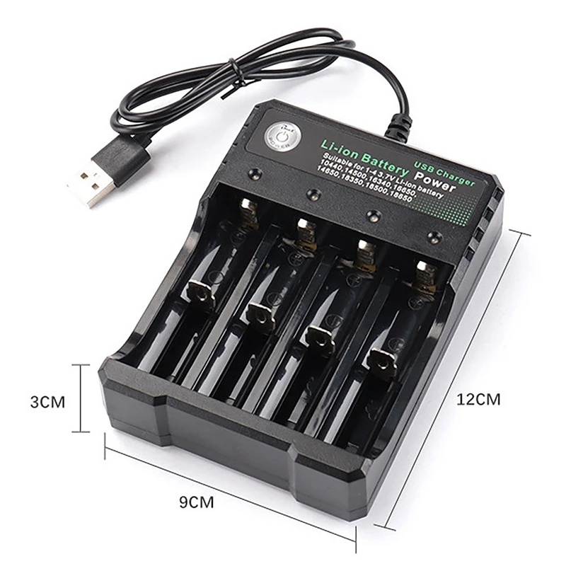 18650 Lithium Battery Charger 4 Slot 3.7V Smart USB Charging Stand 14500 Bright Flashlight Charger [IANC-]