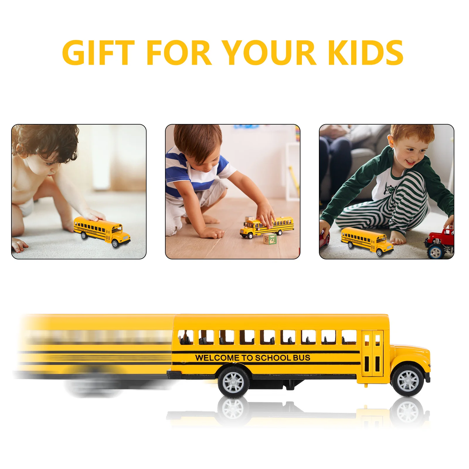 1 PC School BUS ของเล่นโลหะผสมดึงกลับรุ่นรถบัสของเล่นเด็กของเล่นเด็กตลกของเล่นเด็กโรงเรียนรถบัสของเล่น