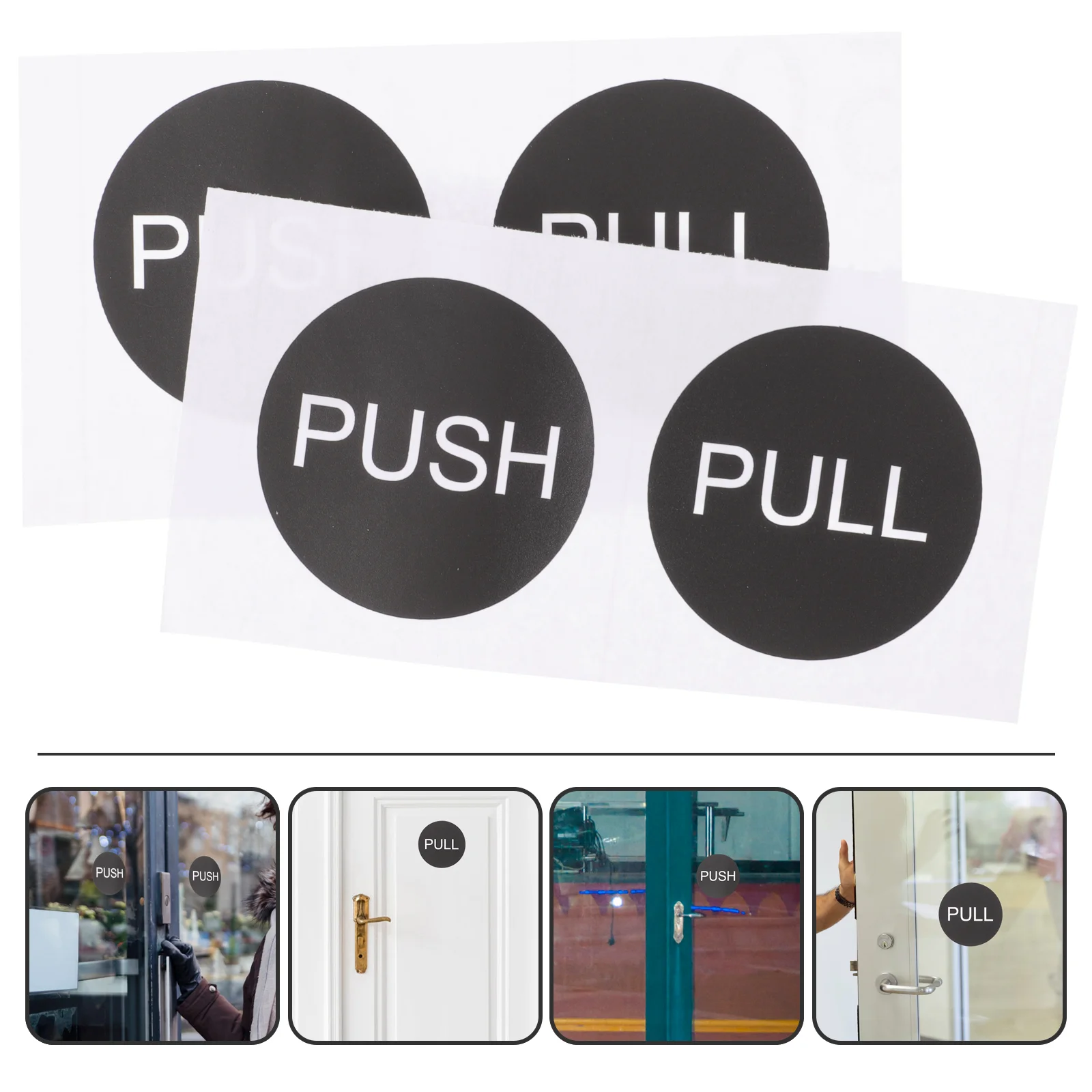 4 Sets Door Stickers Restaurant Gate Decal Household Signs for Pull Push Decals