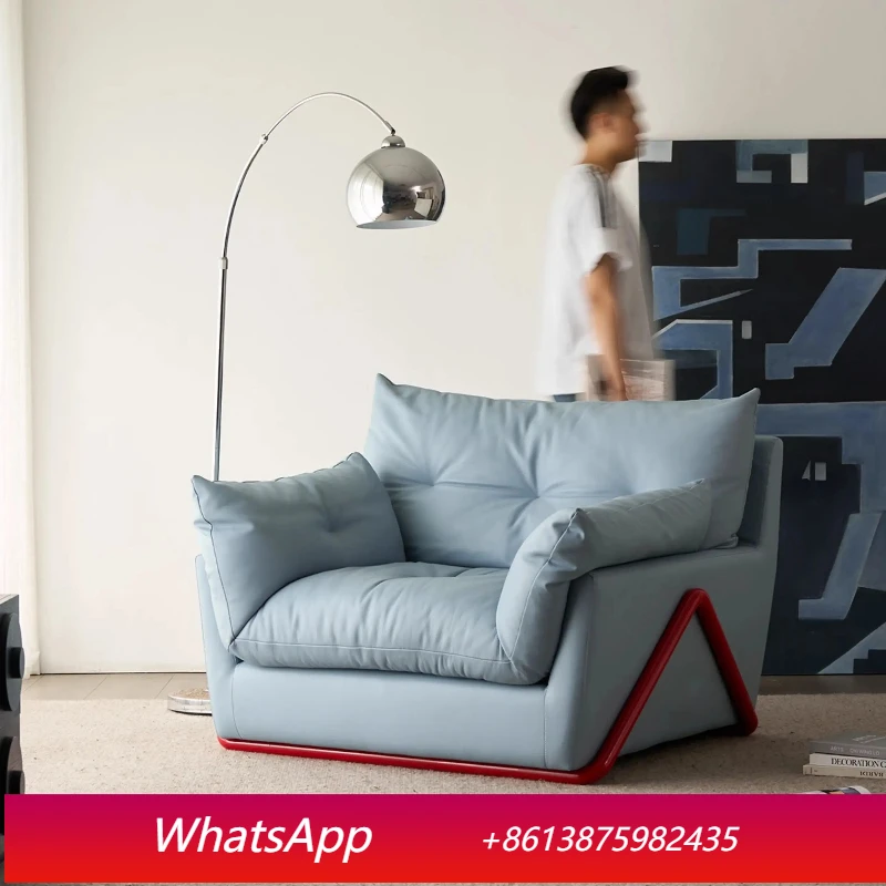 

LT sofa chair Bauhaus dopamine first layer cowhide living room lazy single chair small apartment
