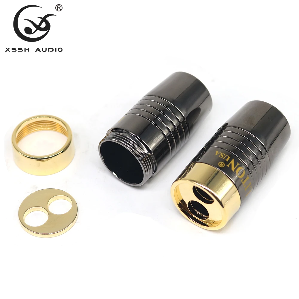 4pcs Metal Splitter XSSH Aud DIY HIFI System Solid Steel Speaker Audio Power Cable Y Pants Boots 14mm 16mm to 2*8.5mm Y Splitter