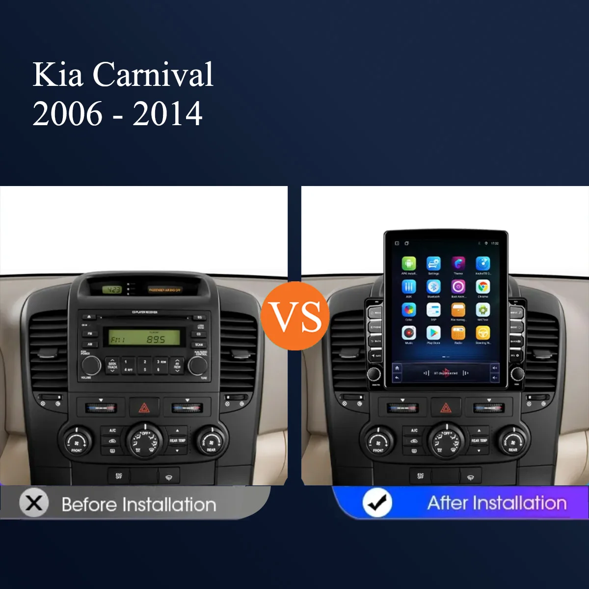 8G+128G Android 14 For Kia Carnival 2006 - 2014 Car Radio Audio Multimedia Stereo PC Tablet GPS Monitor DVD Carplay Auto