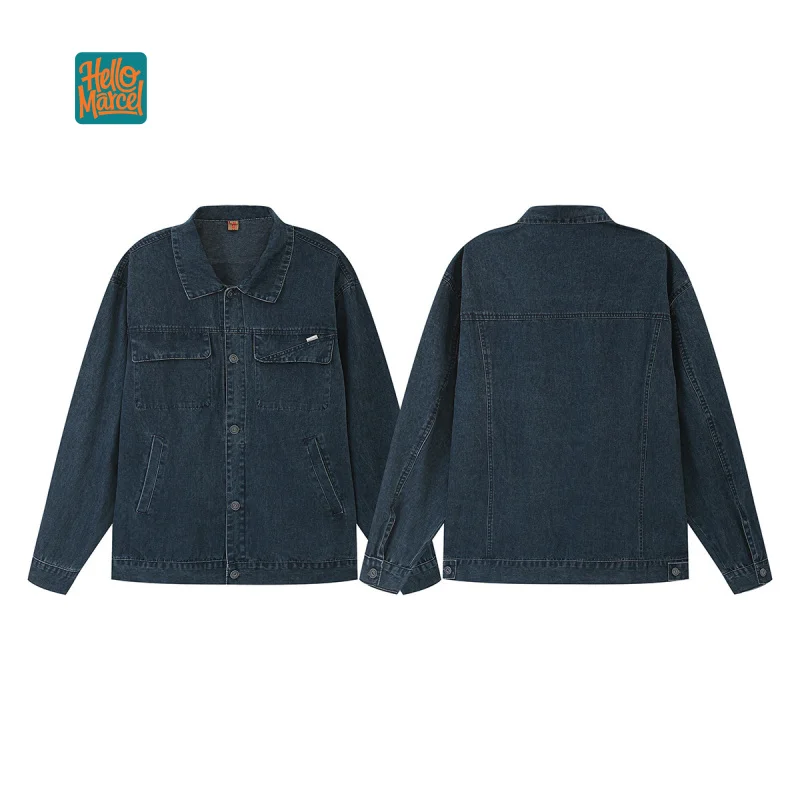 HELLOMARCEL EU US Size Luxury Quality Casual Shirt Street Wear Vintage Autumn Heavy-Duty Washed Work Shirt Jacket