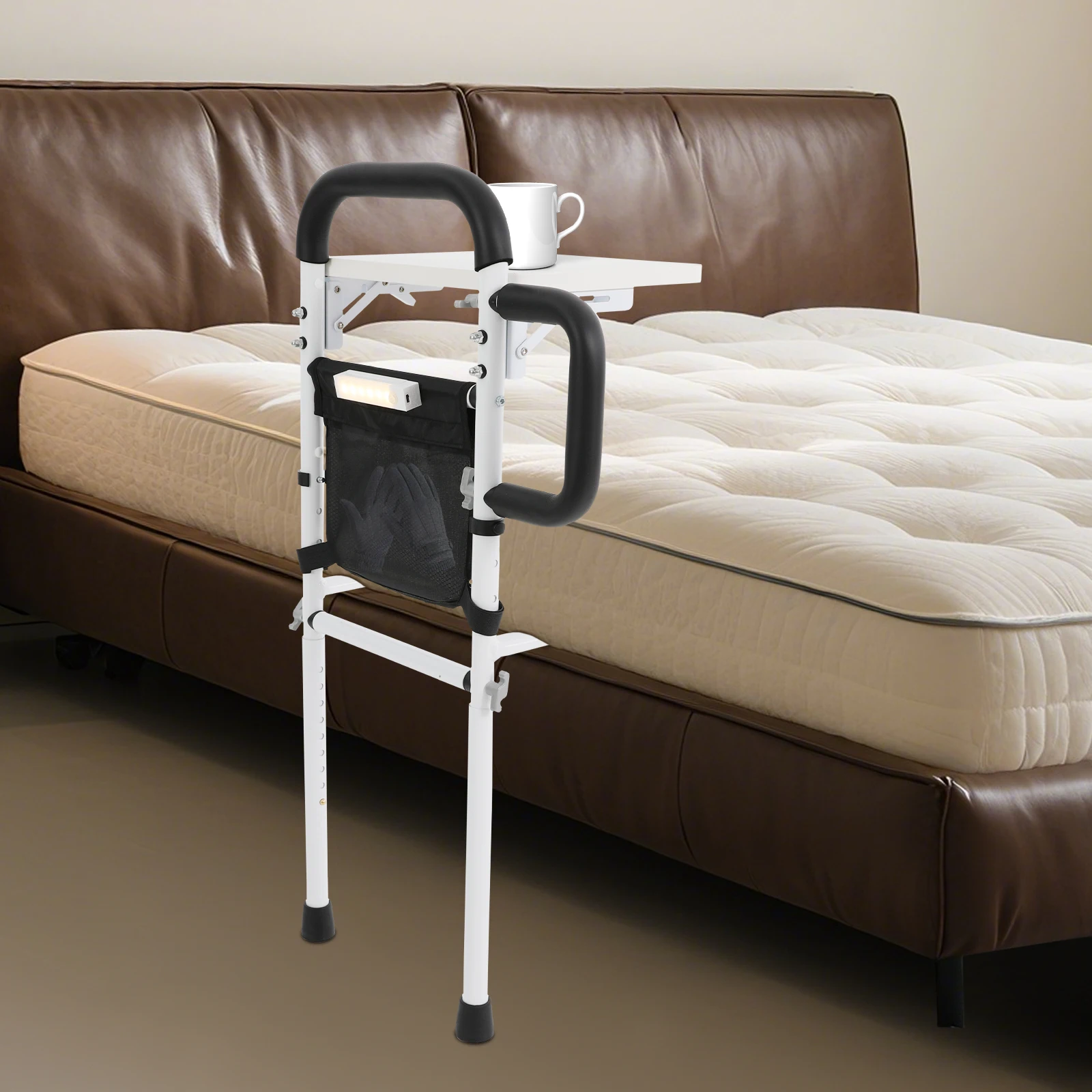 Trilhos de cama para adultos idosos, trilhos de assistência de segurança com altura ajustável para cama, sofá, cadeira – capacidade de carga de até 300 libras