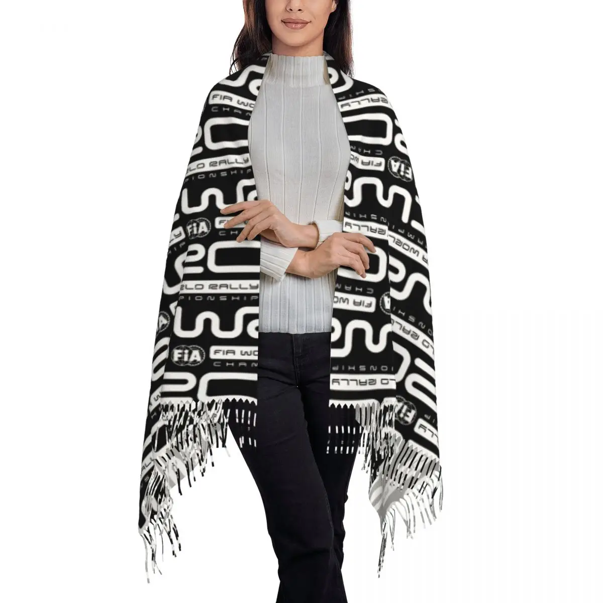 World Rally Championship WRC Scarf Tassel Scarves Women Soft Warm Shawls and Wraps Long Fall Winter Shawl Wrap